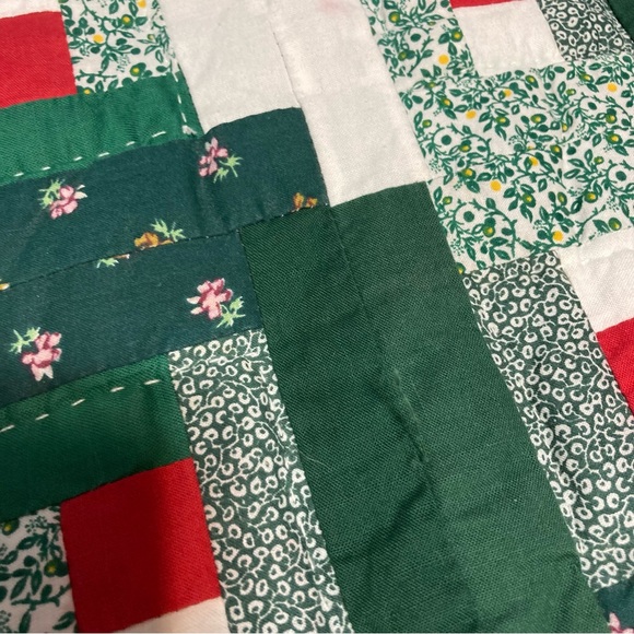 Quilted Table Runner Holiday Red Green Patch Quilt 75" L x 14" W - Picture 9 of 11